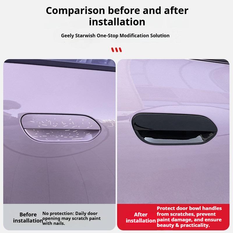 For Geely EX2 Door Handle Protective Cover ABS Scratch-resistant Door Bowl Handle Carbon Fiber Pattern Sticker Car Accessories