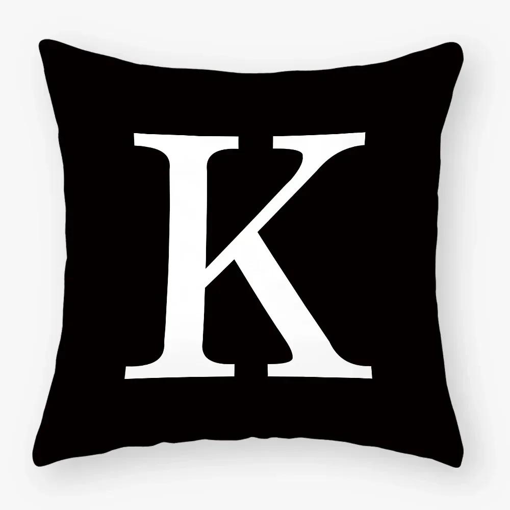 Black White Letters Sofa Decorative Cushion Cover Pillow Pillowcase Polyester 45*45Cm Throw Pillow Home Decor Pillowcover