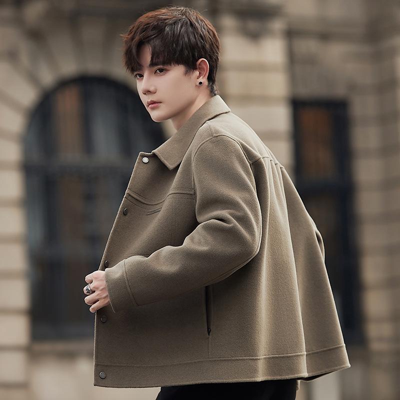Men's Trendy High-End Cashmere Wool Double-Sided Jacket for Spring, Autumn, and Winter