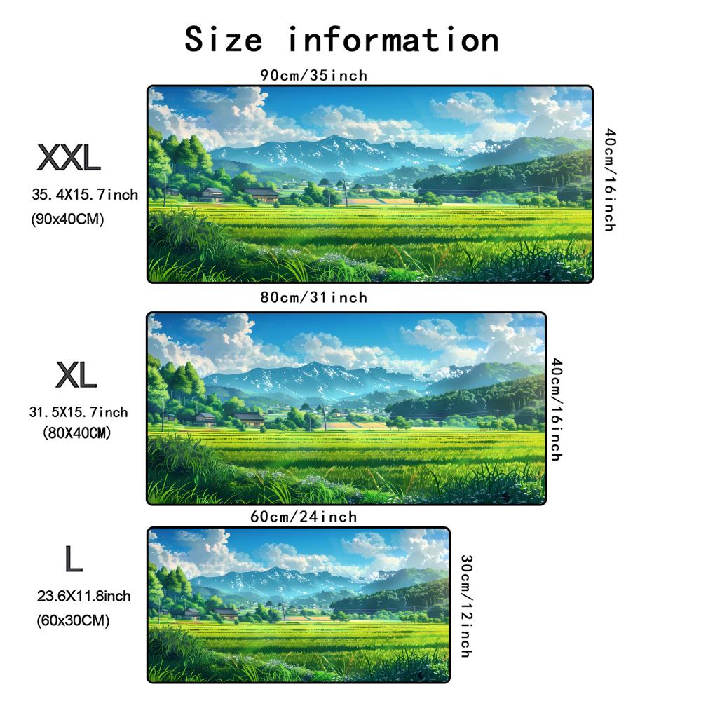 Anime Countryside Scenery Large Desk Mat Sky Cloud Mountain Road Xxl Mouse Pad NonSlip Stitched Edge Keyboard Gaming Mat