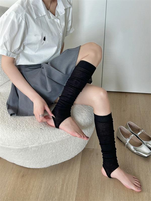 Ballet Style Foot Sock Covers, Summer Thin Calf Socks, Solid Color, Slimming Beautiful Leg Stockings, Double Needle Stacked Socks