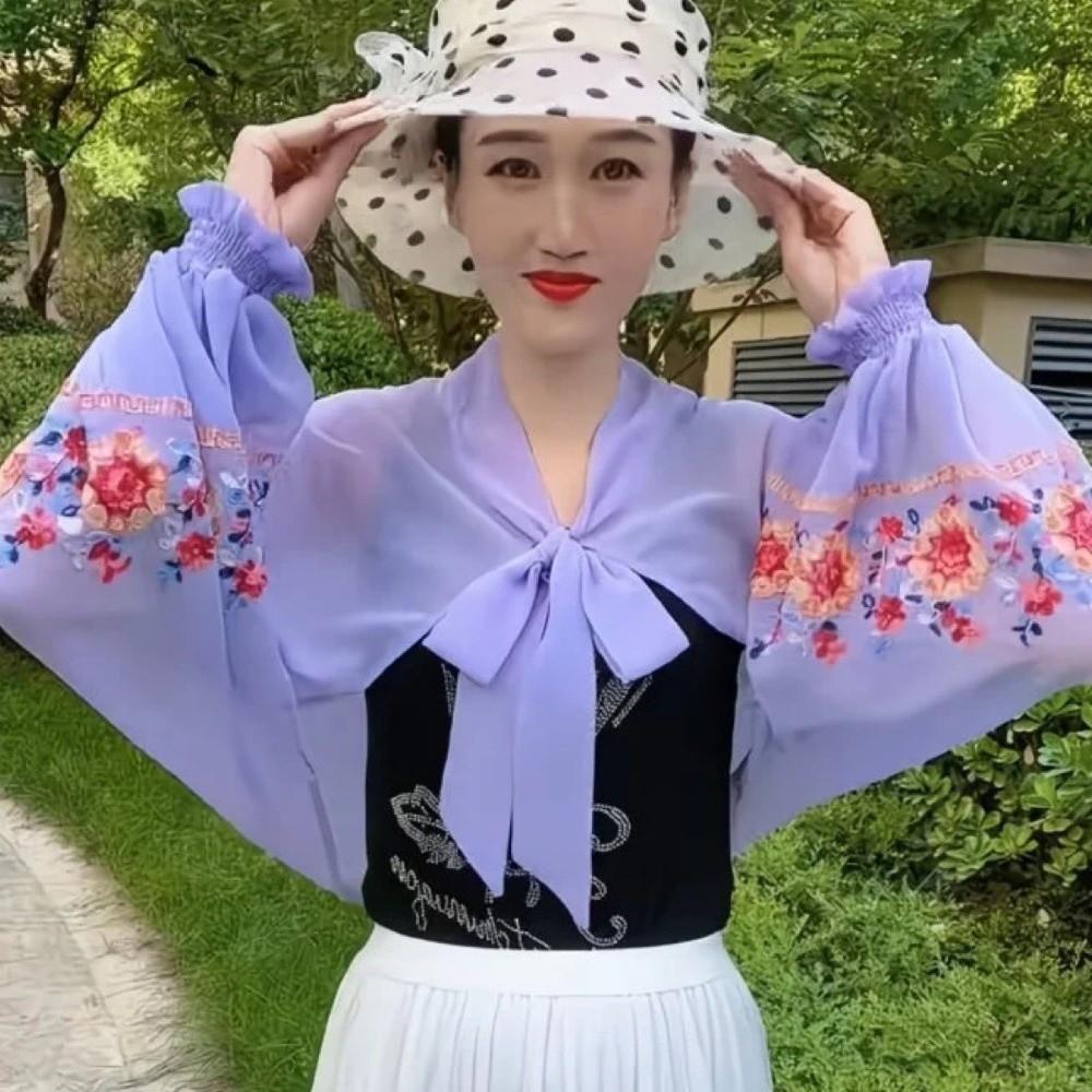 Long Flower Shawl Breathable Seaside Vacation Cloak Fashion Sunscreen Scarf Neck Decoration