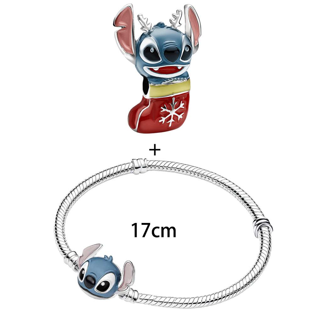 

S925 Silver Disney Stitch Red Socks Charm Beads - DIY Christmas Jewelry Accessories бурштин