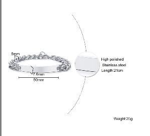 Personalized Bracelet Customizable Non Allergy Stainless Steel Bracelet for Men Women Free Engrave Name/letter/logo Custom Gifts