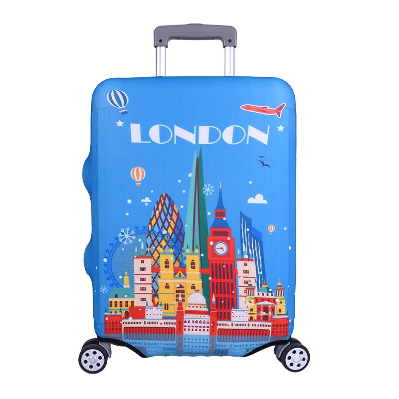 Elastic Zippered Travel Suitcase Protective Cover - Durable, Printed, and Wear-Resistant