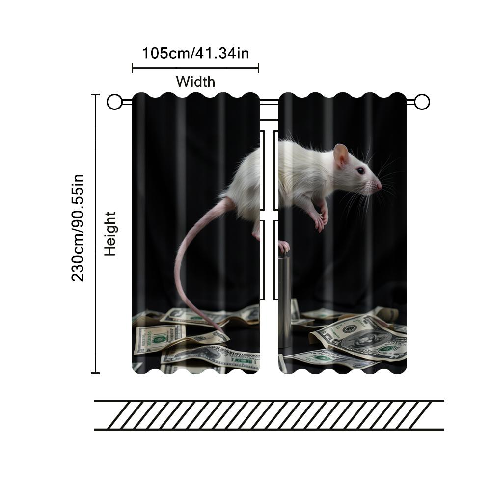 2 pcs, filtering curtains (excluding rods, non-movable, without batteries) Cute Rat Pole Dance Money for use in bedrooms and
