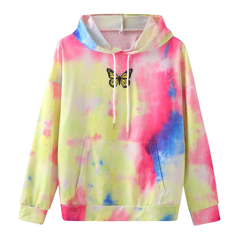 Women's Fsshion Casual Sexy Slim Printing Long Sleeve Tie Dyed Hooded Sweater