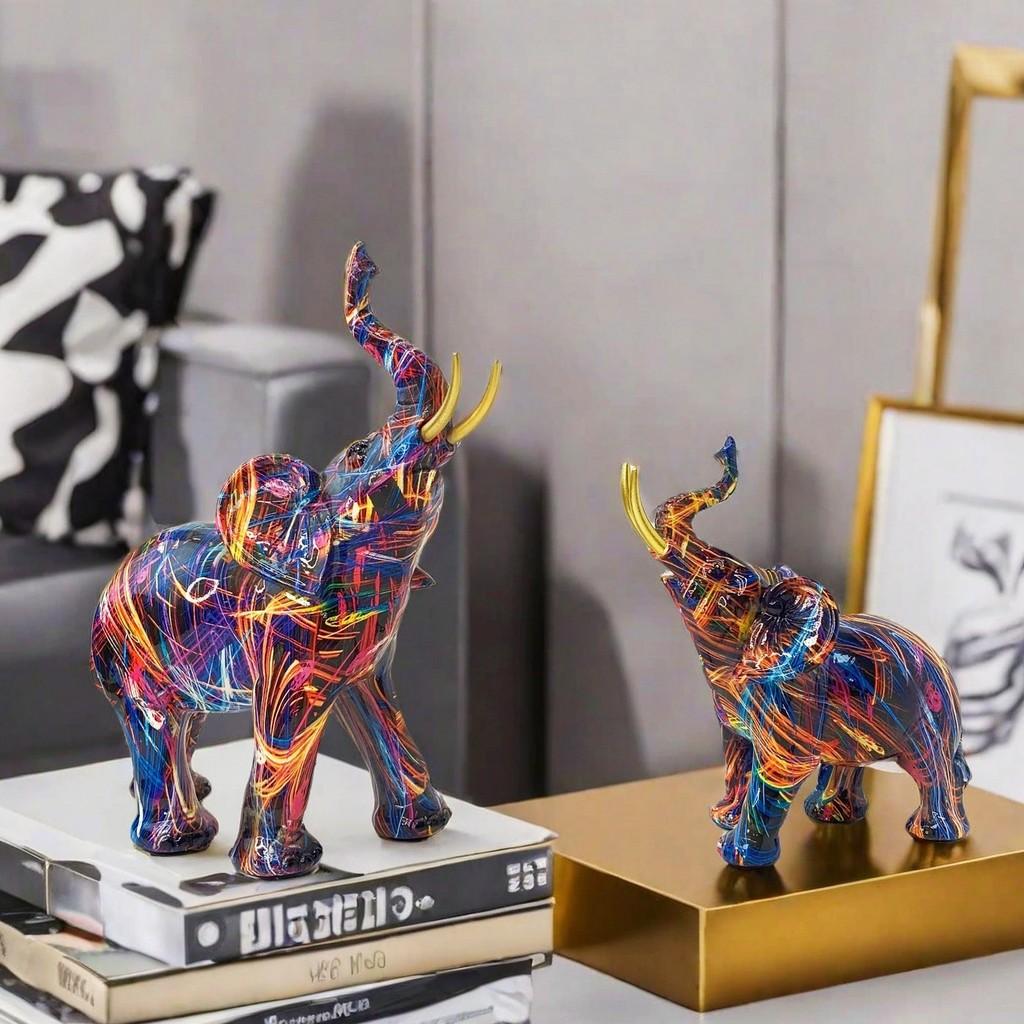 Resin Elephant Figurine Home Office Decor Gift For Kids And Teens