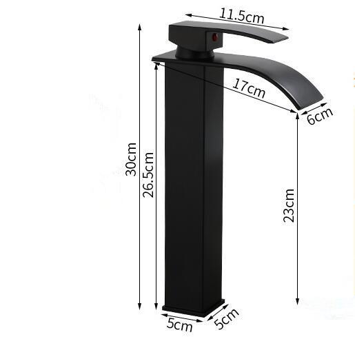 Schwarzer Waschbeckenhahn Wasserfallhahn Mischbatterie Messing Badezimmerhahn Badezimmer Waschbeckenhahn Mischbatterie Heiß- und Kaltwasserhahn