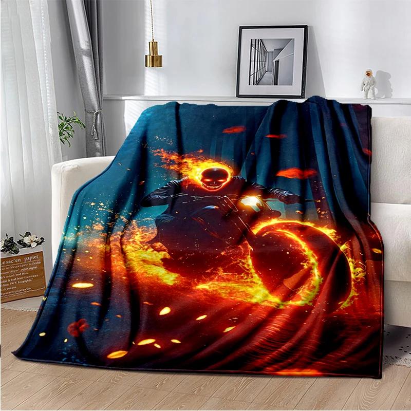 2026 New Marvel Horror Ghost Rider Cartoon Gift Soft Blanket,Soft Throw Blanket for Home Bedroom Bed Sofa Picnic Child Cover Kid