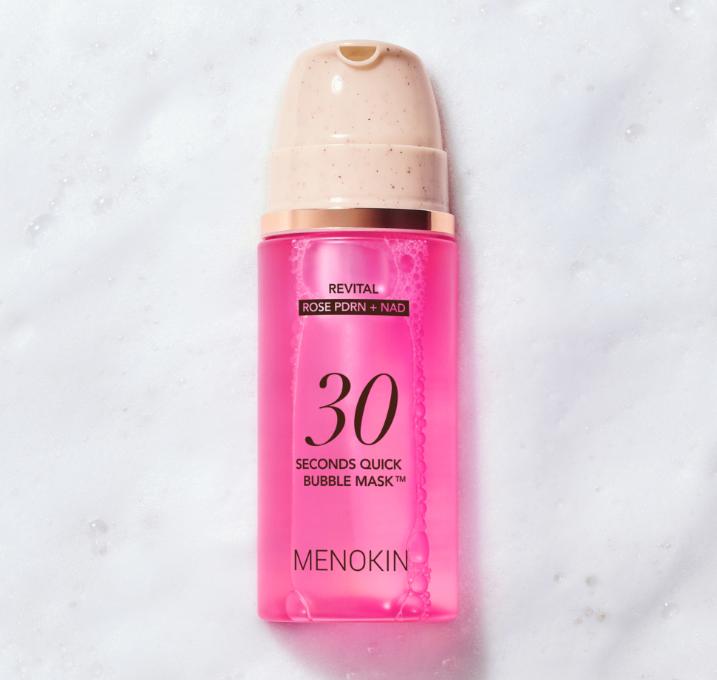 MENOKIN 30 Seconds Quick Bubble Mask Revital Rose PDRN + NAD Brightening & Hydrating Sheet Mask 95ml