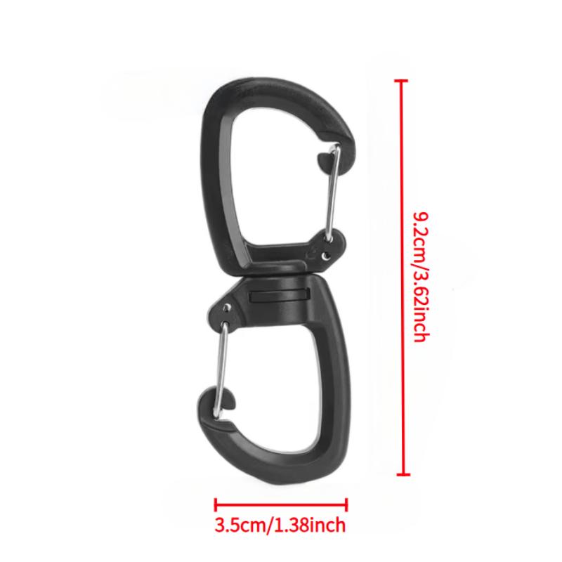 Outdoor Multi-Function Double Hook Hanger Set of 2 | Convenient Keychain, 360° Rotating Figure-8 Hook, Double Clip Quick Buckle.