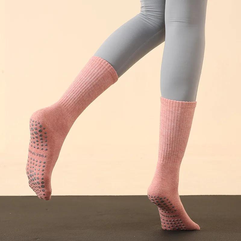 Winter Mid Tube Anti Slip Yoga Socks Women Thickened Towel Bottom Professional Pilates Socks Indoor Floor Fitness Sports Socks