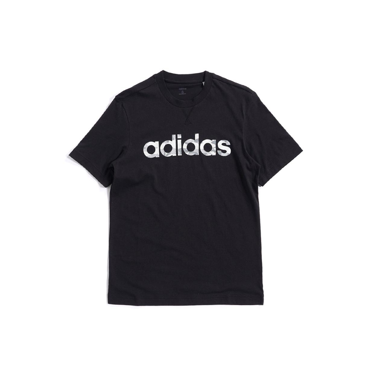 adidas E Camo Lin Tee Training Sports Round Neck Short Sleeve Black Men s EI9755 M