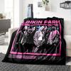 Linkin Park Band Poster Flannel Blanket Super Soft Warm Cozy Blanket for Sofa Bed Office Travel All‑Season Home Decor Gift