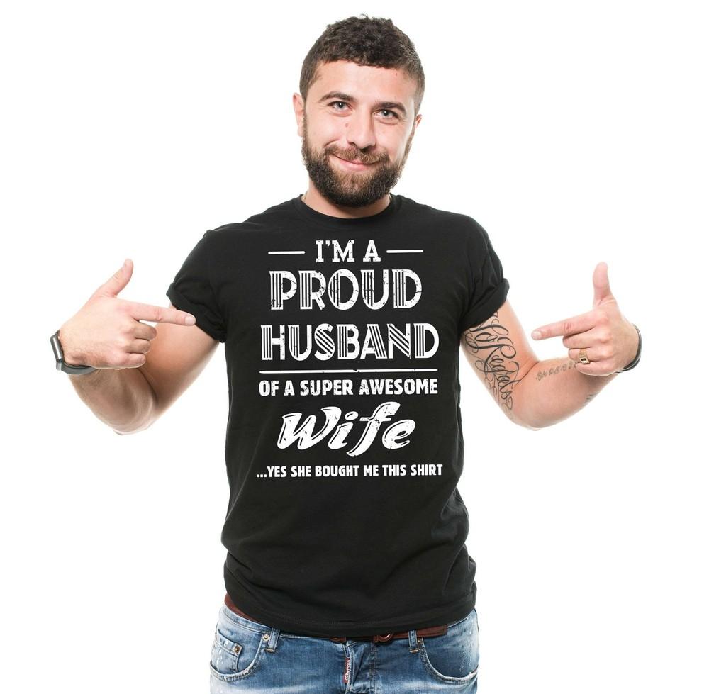 I m A Proud Husband Of A Super Awesome Wife Shirt Husband Gift Funny Husband Tee Unisex T-Shirt L