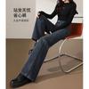 Retro Velvet Thickened Wide-leg Jeans for Women, New High-waisted Loose and Thin Straight Floor Pants In Autumn and Winter