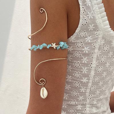 Böhmisches Gravel Spiral Creolen Armband Ins Wind Seestern Muschel Anhänger Armreif Mode Literatur Retro Damen Schmuck