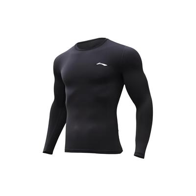 Li Ning Logo Printed Fleece Warm Slim Fit Gym Wear Men Tops Black YUDT069-1