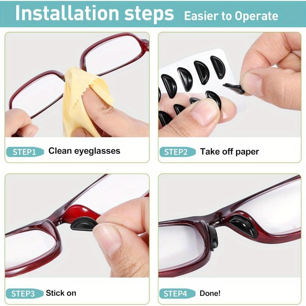 40pcs Nose Pads Super Sticky Anti Slip Eyeglass Soft Silicone Adhesive Glasses Nose Pads for Plastic Frame Glasses Sunglasses
