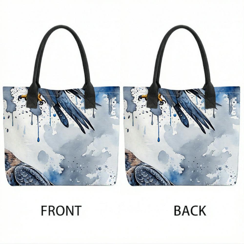 Watercolor Eagle Pattern Tote Bag Large Casual Shoulder Handbag for Daily Use