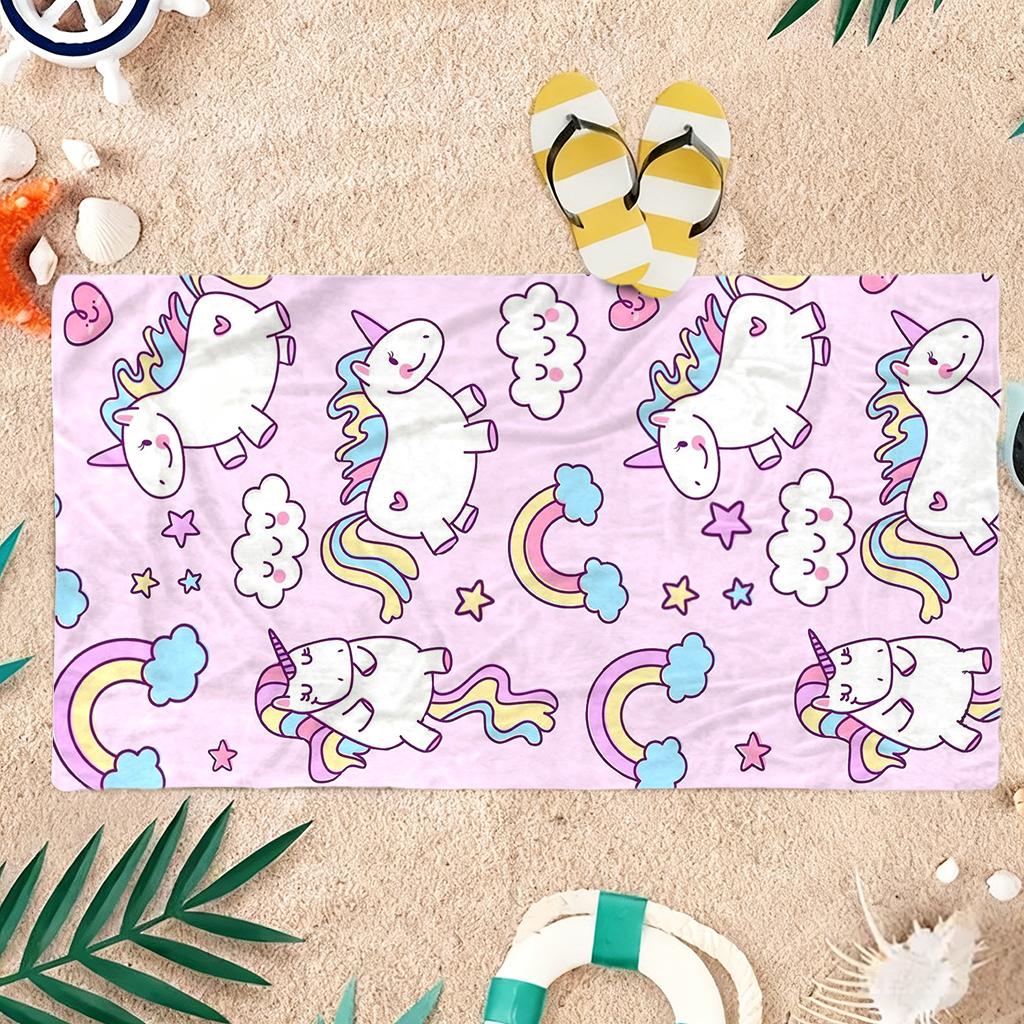 1pc Unicorn Beach Towel Quick-drying Super Absorbent Suitable for Swimming Beach Pool Gym Summer Gift for Friends And Families