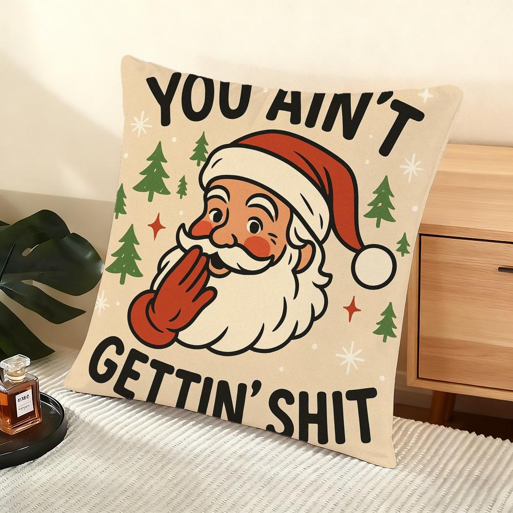 Cushion Cover Silky Short Plush Home Sofa Cushion Cover - Invisible Zipper Home Decoration Christmas Graphic