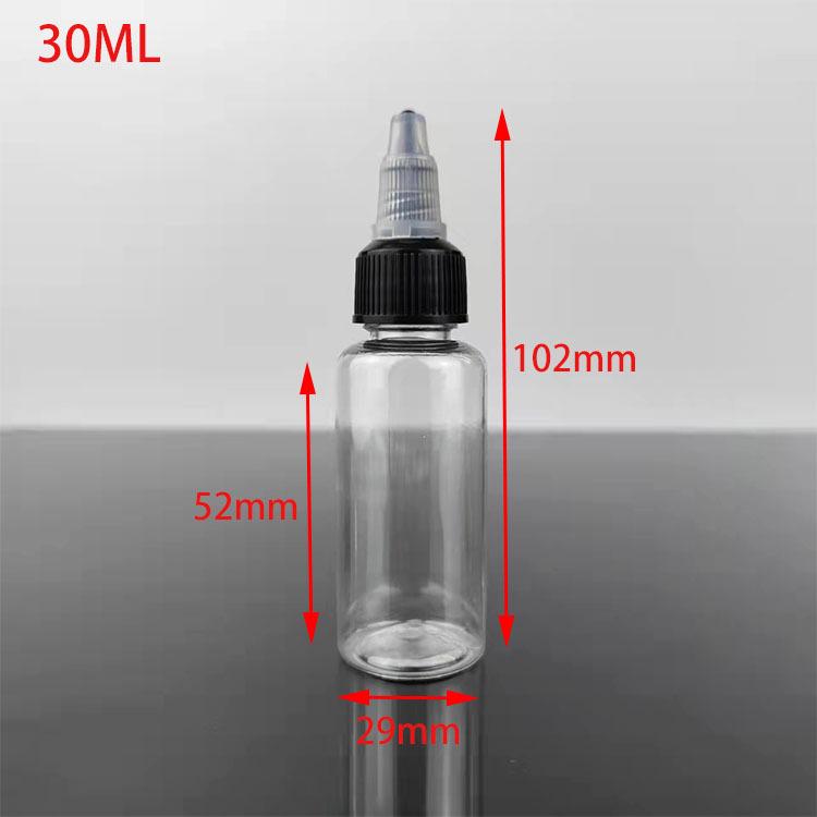 30, 50, 100ml Transparent PET Travel Bottle with Rotary Cap and Nozzle