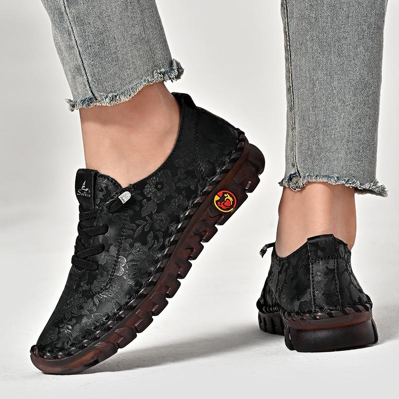 Damen Wanderschuhe Mokassins Fahrschuhe Komfort Flats Casual Plus Size Outdoor Handgefertigte Schuhe