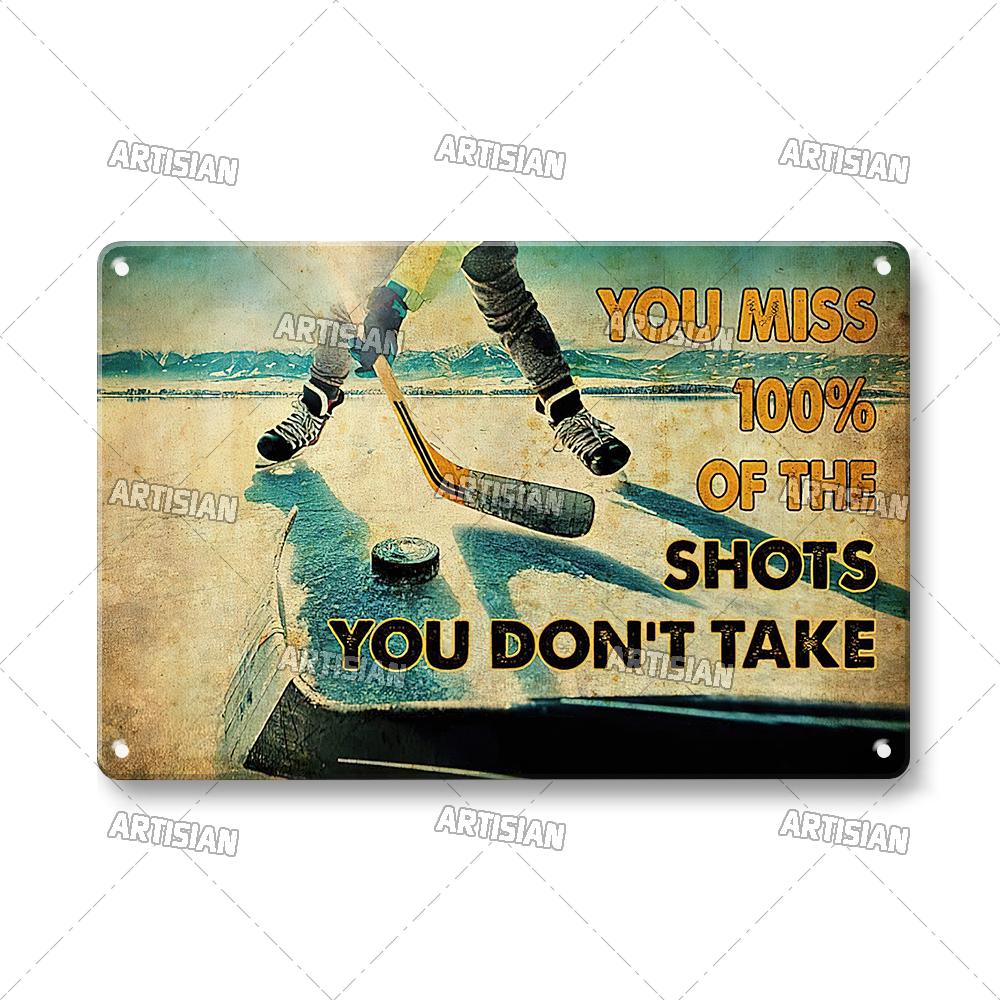 Artisian SPORT Metal Sign Hockey Tin Poster Football Decorative Plate Basketball Baseball Tin Plaque  Wall Decor Garage Bar Pub