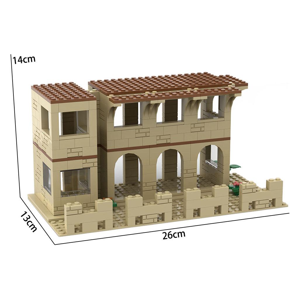 Vojenský MOC z druhé světové války Malé ruiny Vojenská výcviková základna DIY příslušenství Stavebnice kostky Hračky Vánoční dárky pro děti