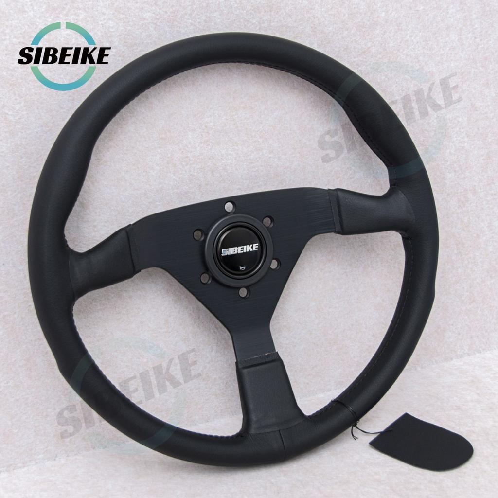 SIBEIKE Montecarlo Style Leather Steering Wheel 14inch JDM Modified Car Sports Racing Steering Wheel