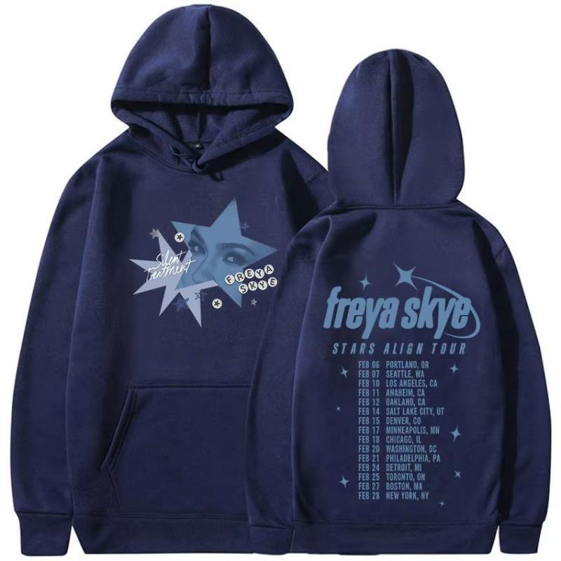 Freya Skye Stars Align Tour 2026 Fan Grafická Mikina s Kapucí Pánská Dámská Módní Vysoce Kvalitní Mikina Retro Oversized Dlouhý Rukáv Mikina s Kapucí