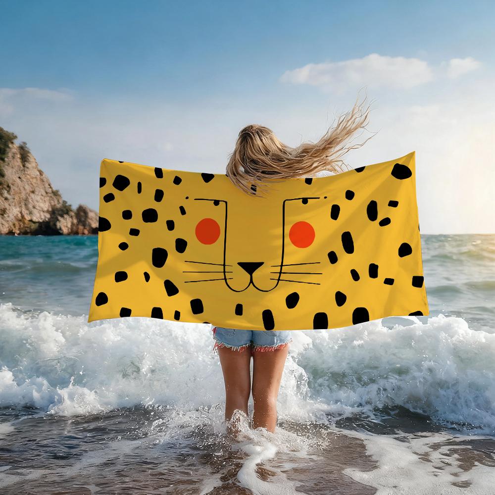 Nordic Cute Tiger Expression Towel Shower Sauna Travel Spa Quick Dry Gym Accessories Soft Large Beach Towels