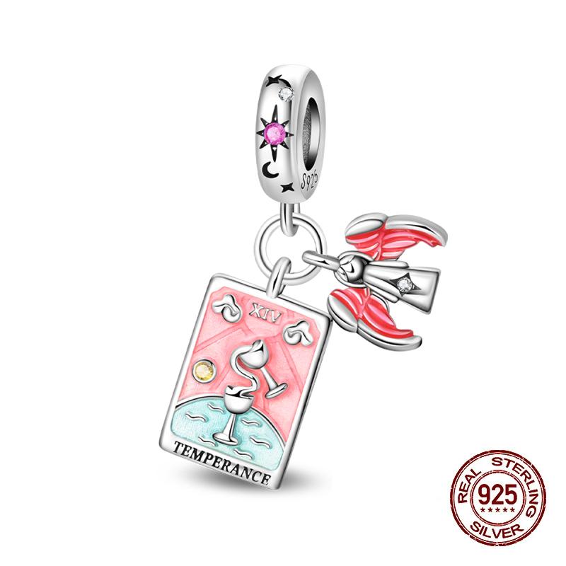 100% 925 Silver Tarot Collection Pendant DIY Hourglass Beads Fit Pandach Original Bracelet Women Jewelry Birthday Gift