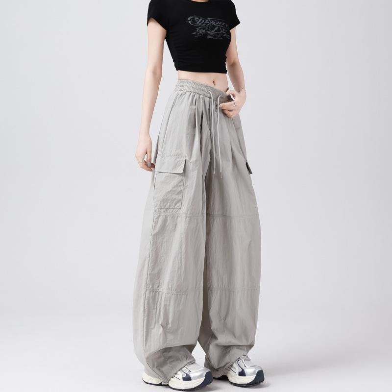 Wide Leg Pants Women's Summer Large Size Fat Thin Quick-drying Parachute American Sports Straight Pants