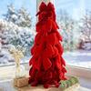 Soft Bow Tree Tower Handmade Craft Holiday Tabletop Decoration Velvet Bow Christmas Tree  Party