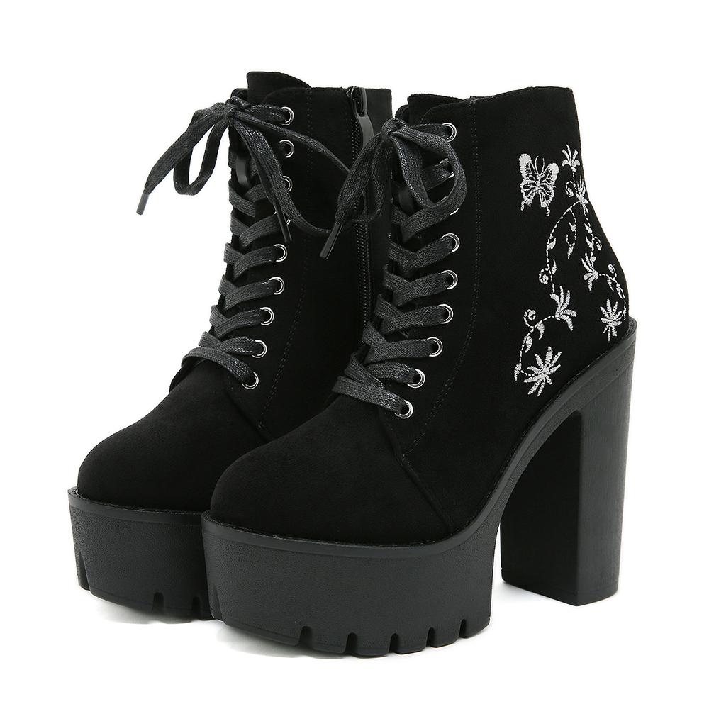 Gdgydh Halloween Embroidered Shoes High Heel