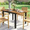 Patio Dining Table Expandable Outdoor Dining Table Acacia Wood Top 80-120 Cm Natural and Black