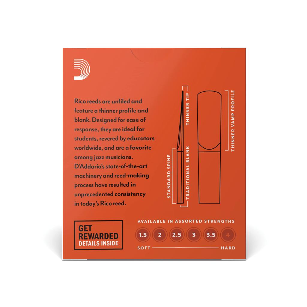 D'Addario WoodWinds RICO RBA1035 Reeds for Eb Clarinet [Hardness: 3.5], Pack of 10