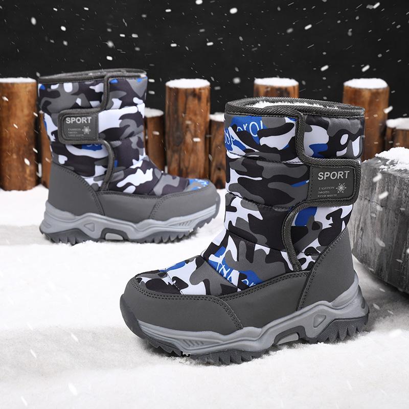 Kids Winter Boots Fashion Convenient Outdoor Thick Sole with Plush Insulation Boy's Snow Boots High Top Cotton Shoes