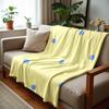 Pale Yellow Blue Polka Dot Soft Flannel Blanket Breathable Warm Throw for Office Car Sofa Kids Room Birthday Xmas Gift