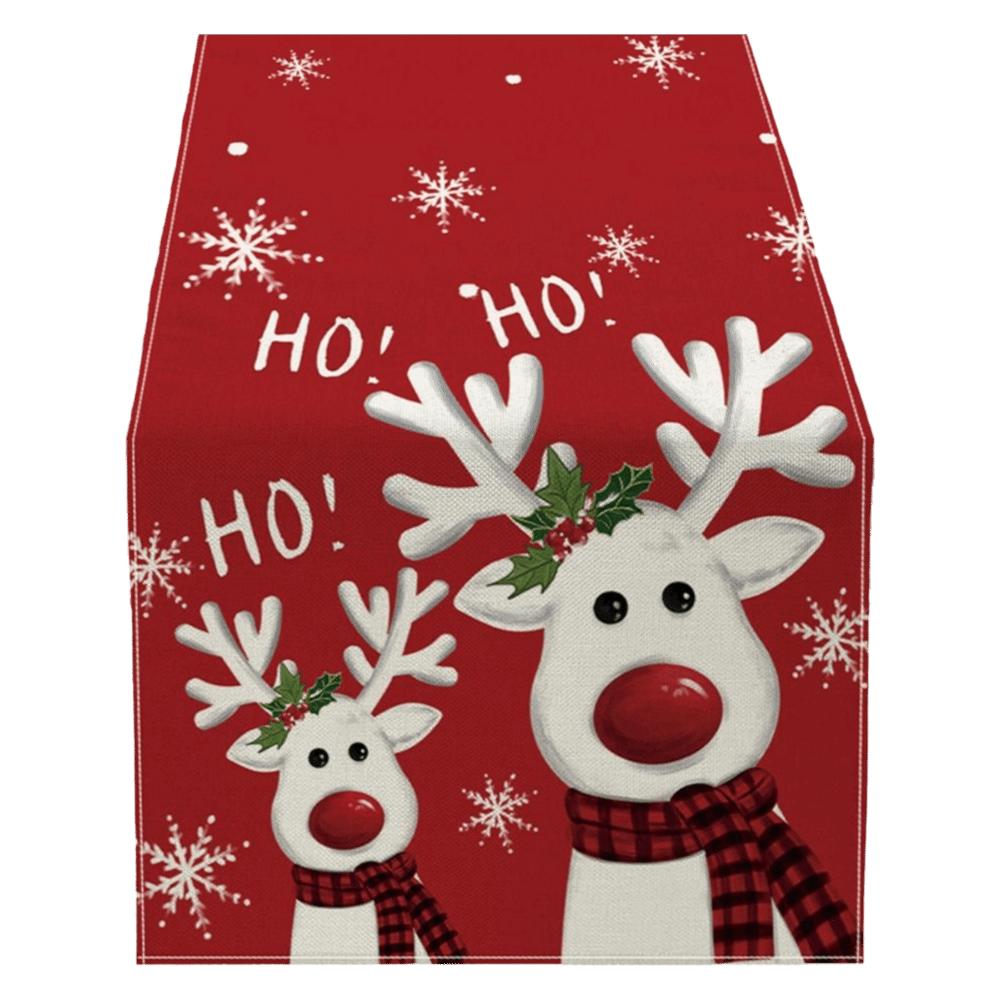 Santa Claus Christmas Table Runner Snowflake Reindeer Christmas Table Flag Desk Decor Snowman Xmas Tablecloth Home Decor