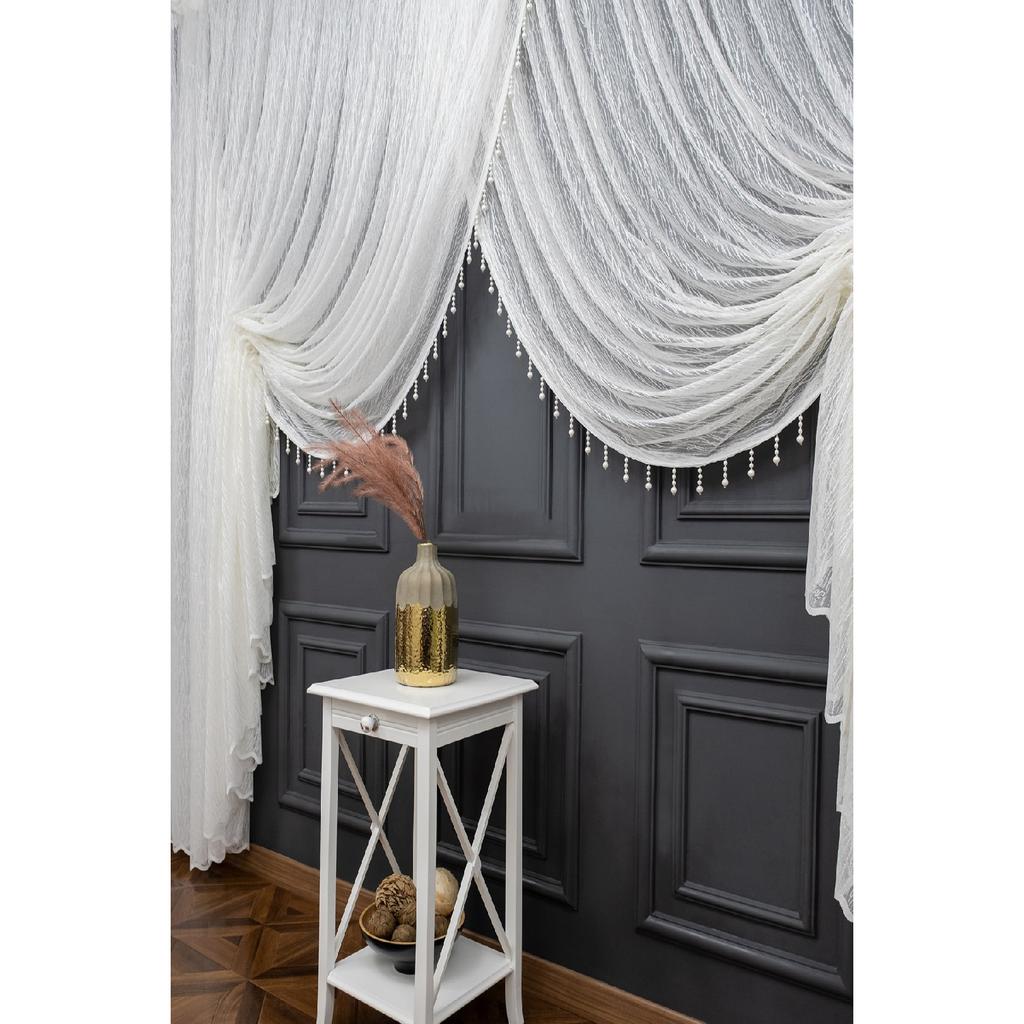 Seher Cruve Yanki Theater-Tüllvorhang mit Perlen