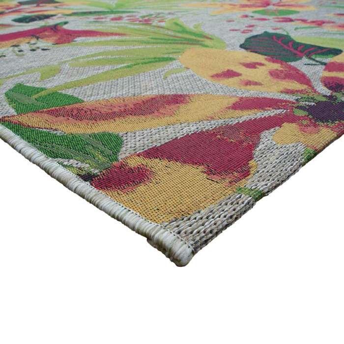 Tapis salon motifs fleurs vert multicolore 123x180