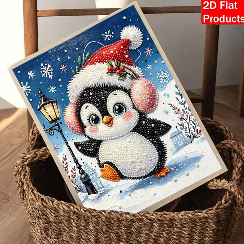 Pearl Painting 5D DIY Christmas Penguin Decorative Painting. Cute Birthday Gift. Handmade Art Painting