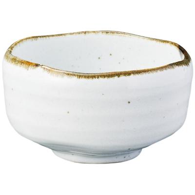 Matcha 12cm X Mino Made In Japan Ale-net Bowl, 7.3cm H, Rust-White Rim, Ware,