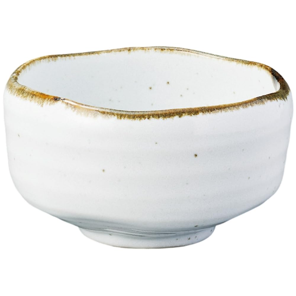

Matcha 12cm x Mino Made in Japan Ale-net Bowl, 7.3cm H, Rust-White Rim, Ware, белый