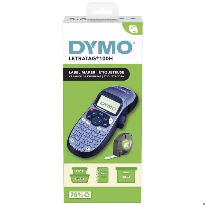 DYMO LetraTag LT-100H ABC Keyboard Label Maker, Widescreen Display, 1 Tape Cassette