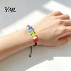 Handwoven Macaron Bead Jewelry Colorful Hearts Bracelet, Handmade Braided Cord String Adjustable Heart Shaped Clay Beads for Women Girls Stretchable
